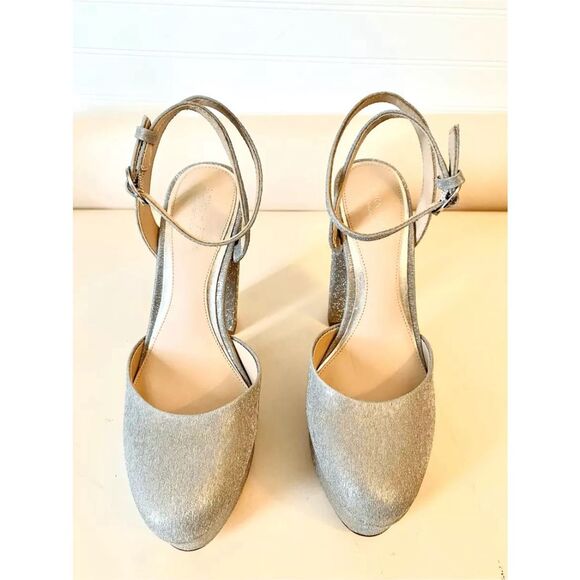 Antonio Melani Born on Fifth Liv Metallic Glitter Platform Heels Size 10 Silver - Picture 3 of 12